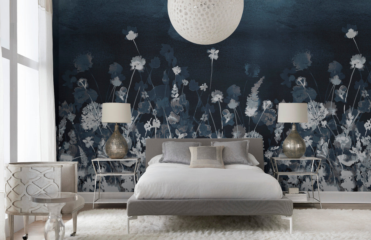 WILDFLOWERS-INDIGO-ACRES-ON-VINYL-LEOS-LUXE-LINEN-PHILLIP-JEFFRIES-8510 - Phillip Jeffries Wallpaper Wallcovering