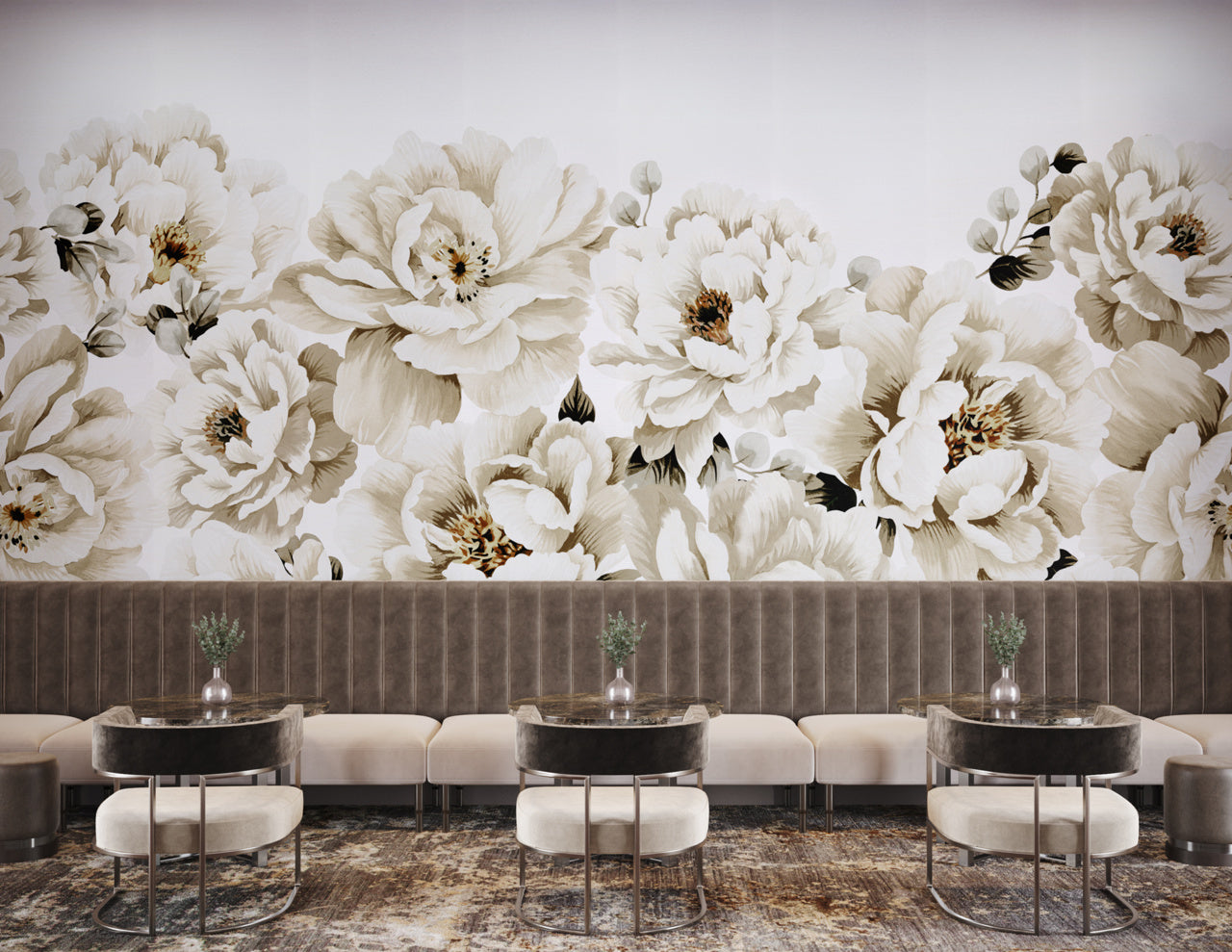 PERFECT-PEONIES-DUCHESSE-ON-MANILA-HEMP-PHILLIP-JEFFRIES-10165 - Phillip Jeffries Wallpaper Wallcovering