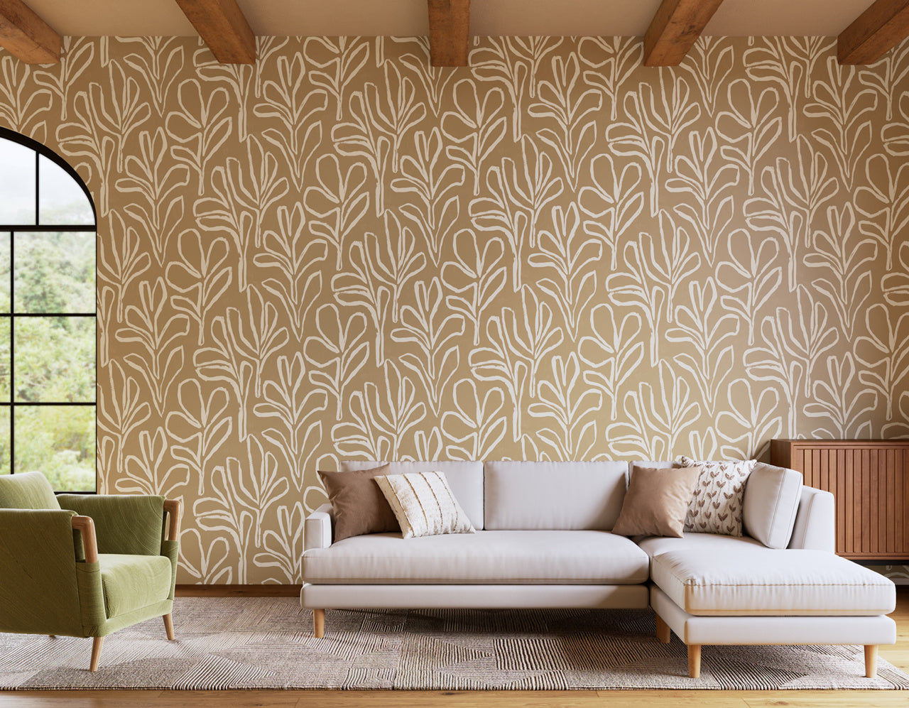 SPRIG-SILHOUETTE-CHICORY-ON-PERFECT-PAPER-PHILLIP-JEFFRIES-10307 - Phillip Jeffries Wallpaper Wallcovering