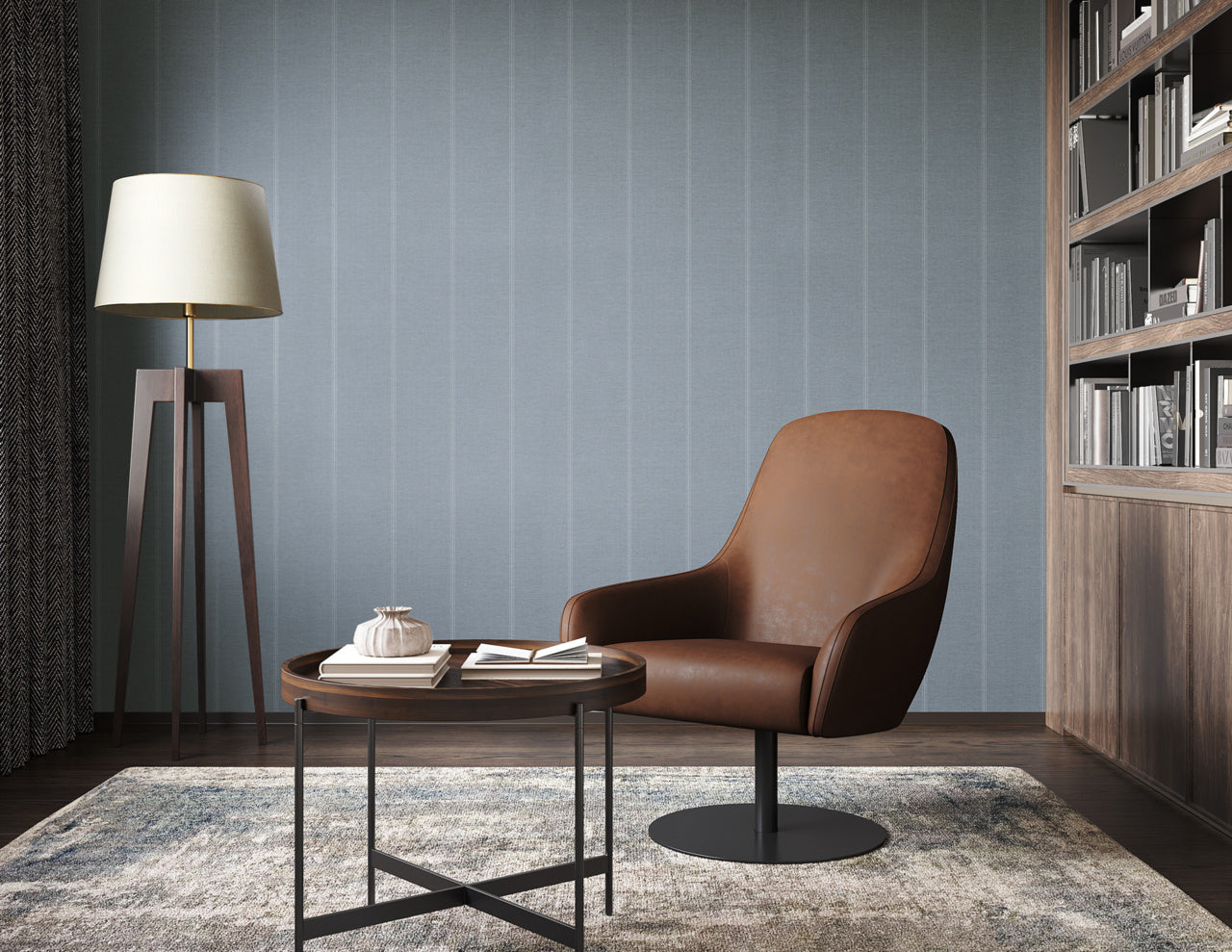 JACKSON-STRIPE-WHITE-AND-LIGHT-BLUE-ON-CANVAS-LINEN-PHILLIP-JEFFRIES-10721 - Phillip Jeffries Wallpaper Wallcovering