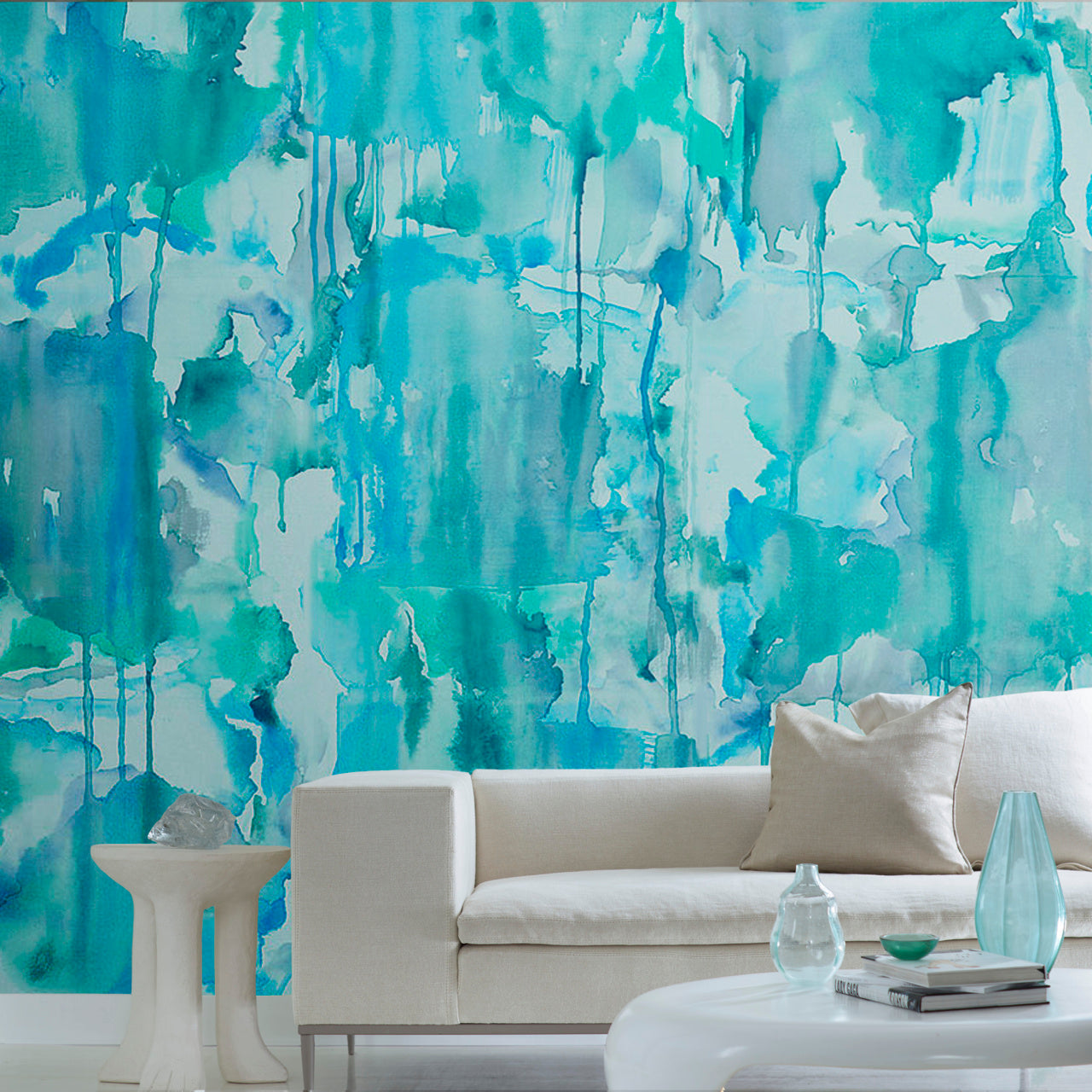 BLUR-TURQUOISE-ON-VINYL-GLAM-GRASS-PHILLIP-JEFFRIES-7801 - Phillip Jeffries Wallpaper Wallcovering