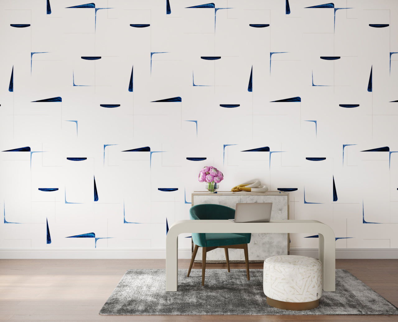 NOD-TO-MOD-ABSTRACT-AZURE-ON-MANILA-HEMP-PHILLIP-JEFFRIES-9846 - Phillip Jeffries Wallpaper Wallcovering
