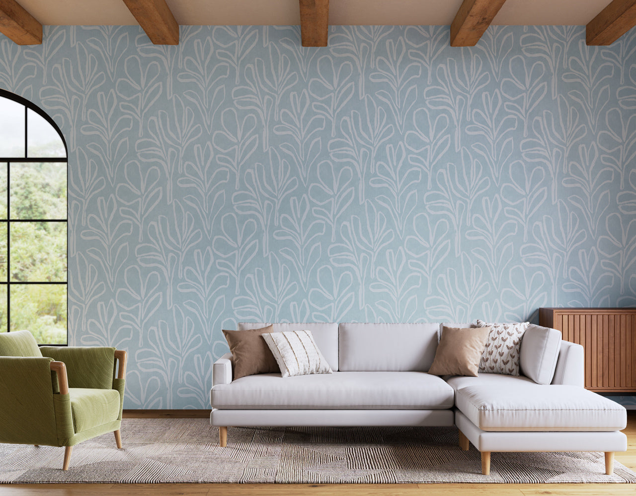 SPRIG-SILHOUETTE-SERENE-MIST-ON-CANVAS-LINEN-PHILLIP-JEFFRIES-10306 - Phillip Jeffries Wallpaper Wallcovering