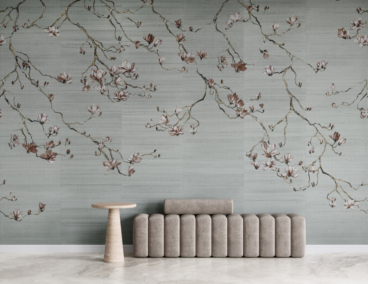 BLOSSOM-PURPLE-UMBER-ON-STAR-DUST-SILK-PHILLIP-JEFFRIES-6404 - Phillip Jeffries Wallpaper Wallcovering