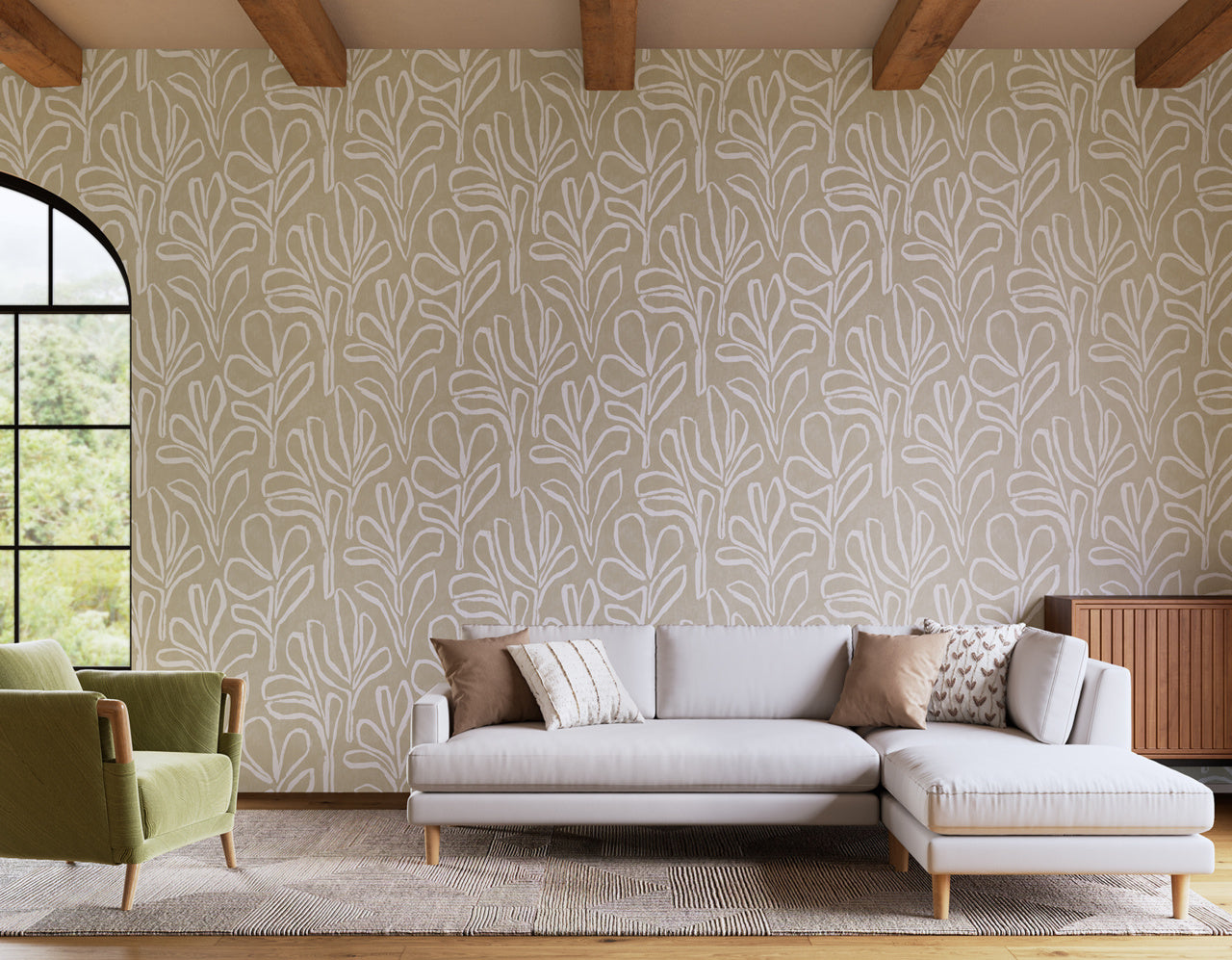 SPRIG-SILHOUETTE-FAWN-FLOURISH-ON-CANVAS-LINEN-PHILLIP-JEFFRIES-10305 - Phillip Jeffries Wallpaper Wallcovering