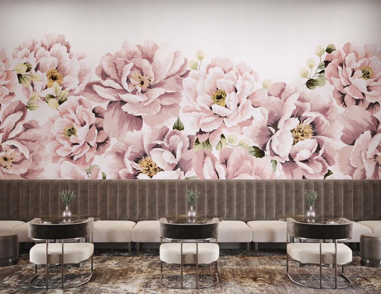PERFECT-PEONIES-BLUSH-QUEEN-ON-MANILA-HEMP-PHILLIP-JEFFRIES-10166 - Phillip Jeffries Wallpaper Wallcovering