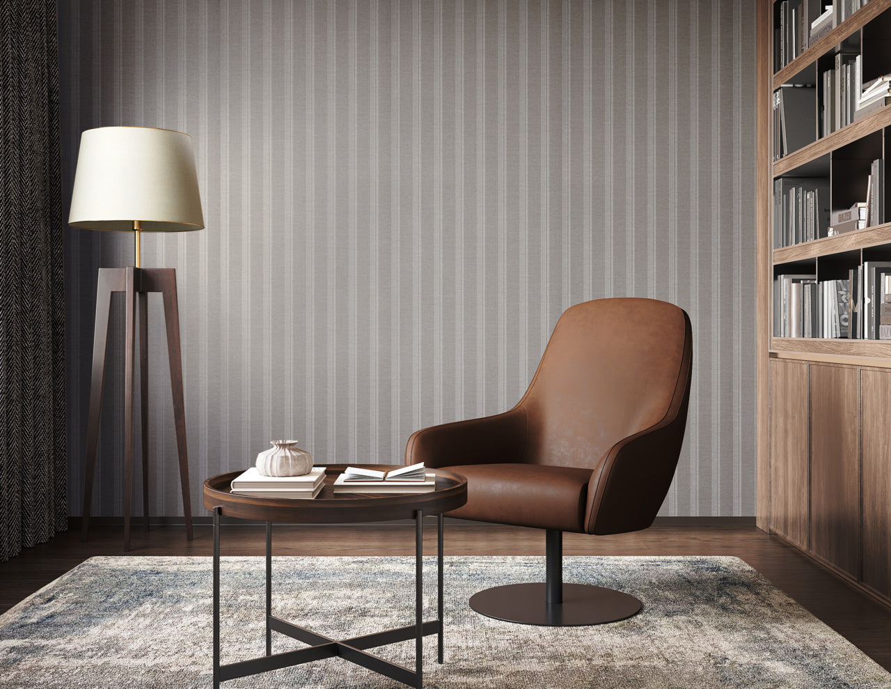 PRAIRIE-STRIPE-WHITE-AND-GREIGE-ON-CANVAS-LINEN-PHILLIP-JEFFRIES-10734 - Phillip Jeffries Wallpaper Wallcovering