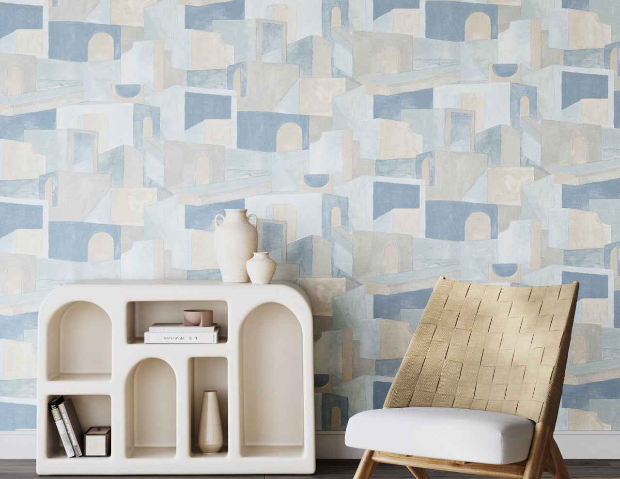 Villa Vibes Ibiza on Manila Hemp - Phillip Jeffries 27404 - Phillip Jeffries Wallpaper Wallpaper