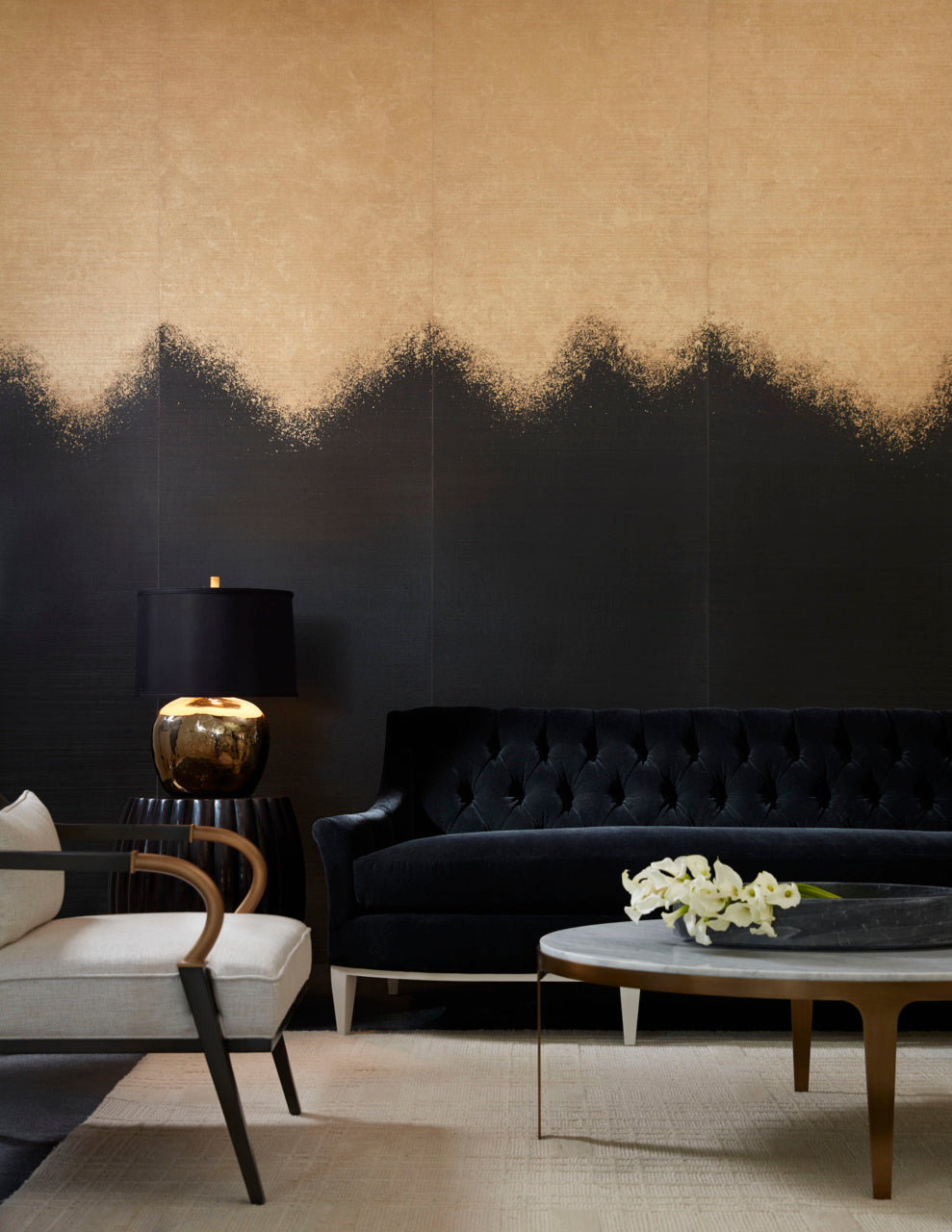 METALLIC-OMBRE-GOLD-ON-GLAZED-ABACA-PHILLIP-JEFFRIES-3158 - Phillip Jeffries Wallpaper Wallcovering