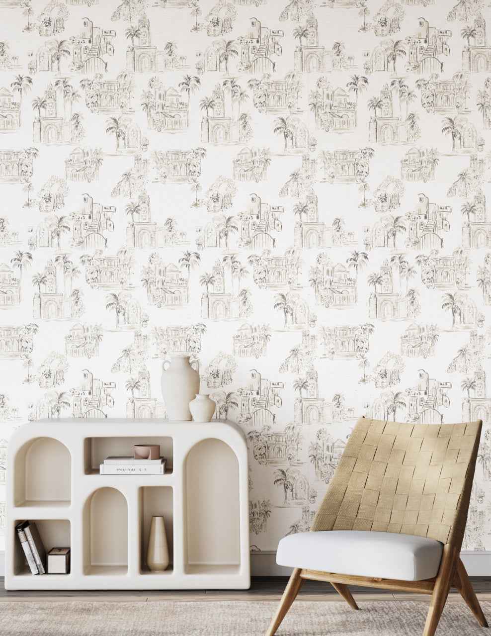 Toulouse Toile Shadow Dreams on Manila Hemp - Phillip Jeffries 28900 - Phillip Jeffries Wallpaper Wallpaper