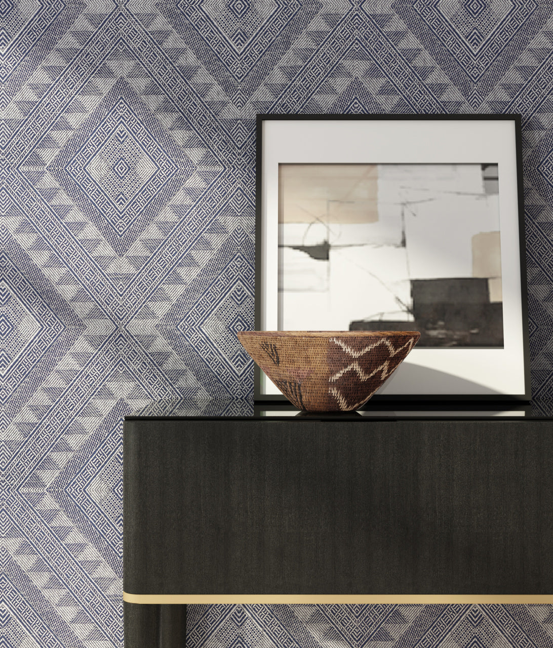 SAVANNA-WEAVE-BATIK-BLUE-PHILLIP-JEFFRIES-1523 - Phillip Jeffries Wallpaper Wallcovering
