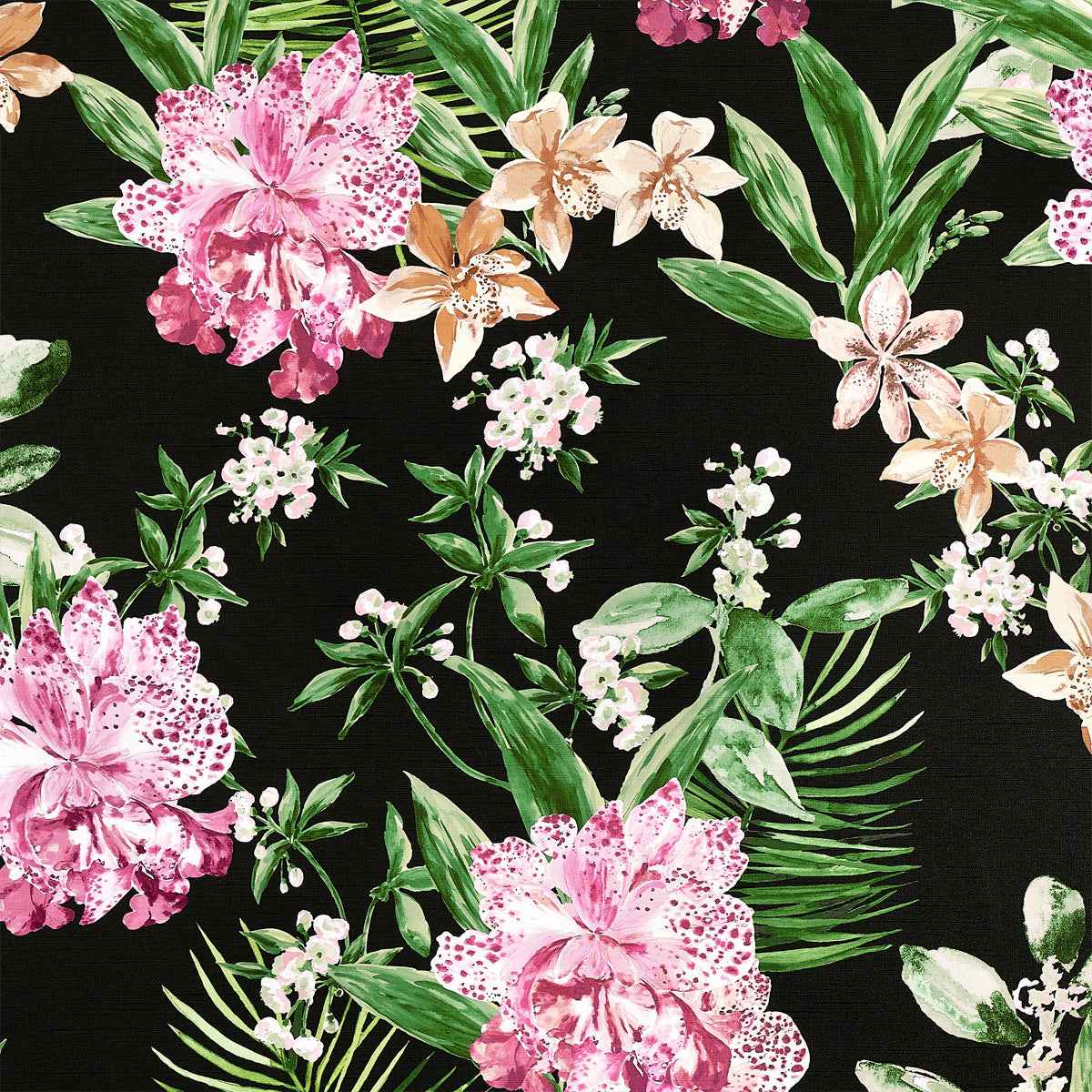 Aloha Orchids Tropical Spritz on Gesso Vinyl Canvas - Phillip Jeffries 10559 -Wallpaper