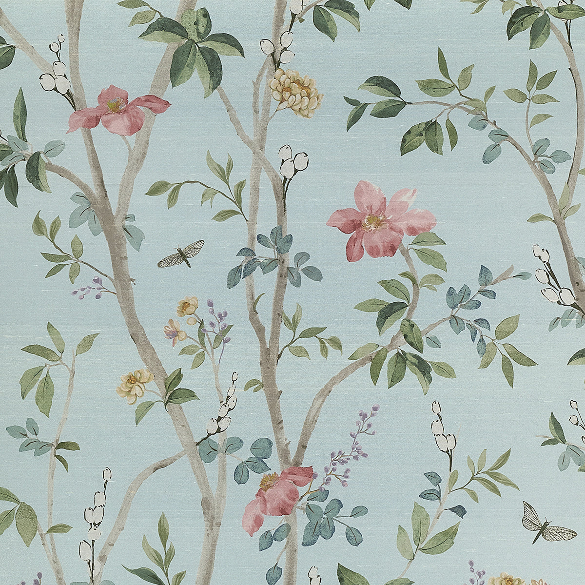 JASMINE-SKY-BLUE-ON-STAR-DUST-SILK-PHILLIP-JEFFRIES-35404 - Phillip Jeffries Wallpaper Papel pintado