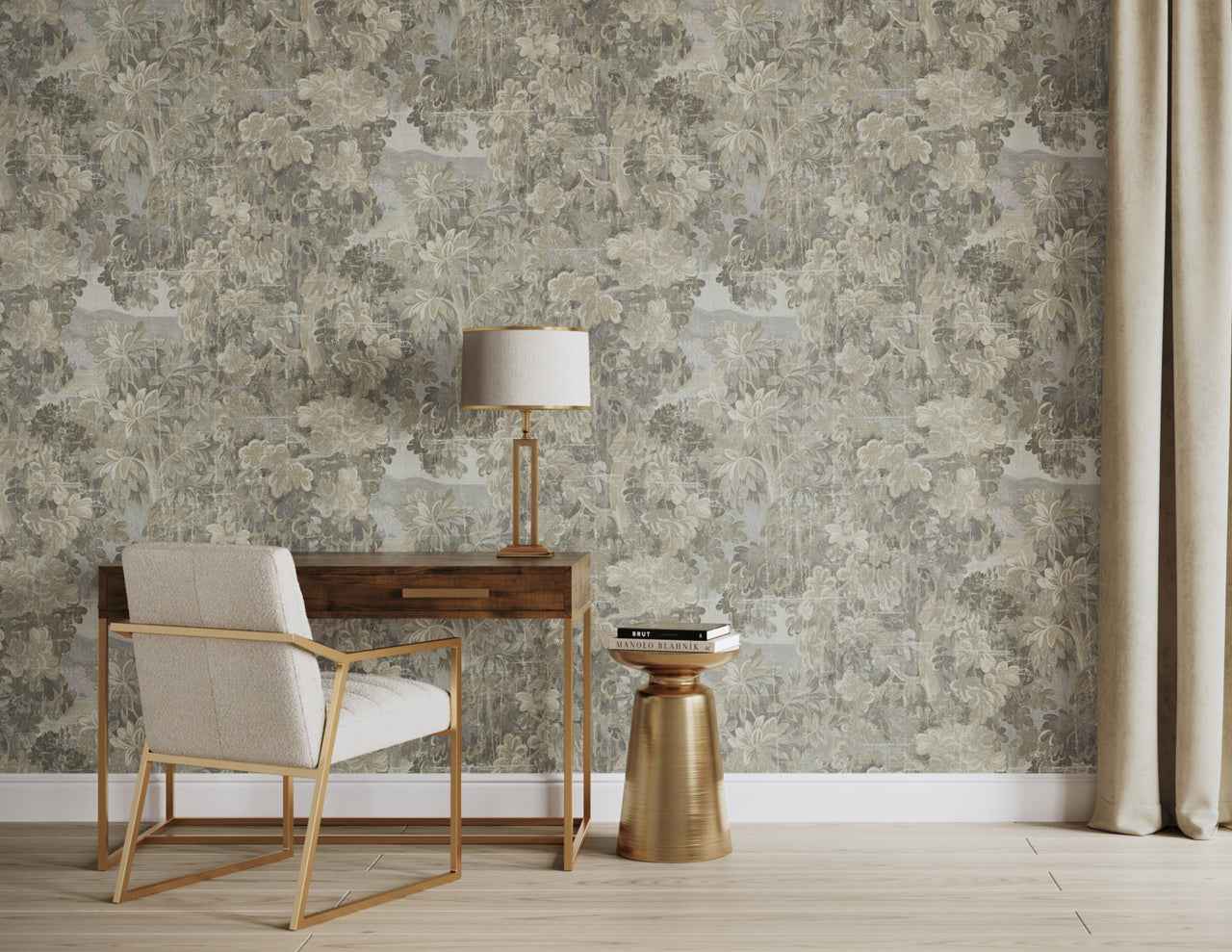 Midsummer Birchmist Taupe on Manila Hemp - Phillip Jeffries 31501 - Phillip Jeffries Wallpaper Wallpaper