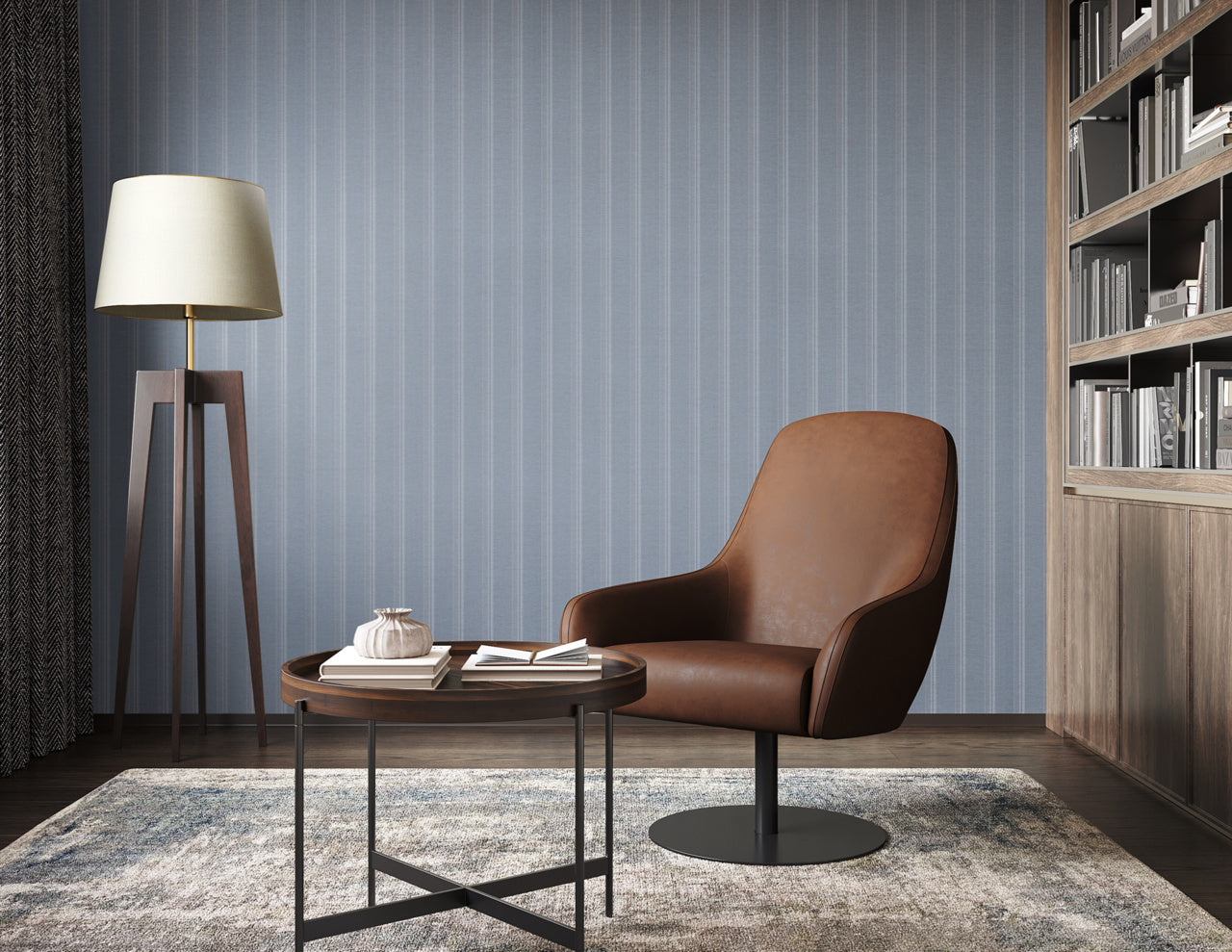 PRAIRIE-STRIPE-BEIGE-AND-LIGHT-BLUE-ON-CANVAS-LINEN-PHILLIP-JEFFRIES-10731 - Phillip Jeffries Wallpaper Wallcovering