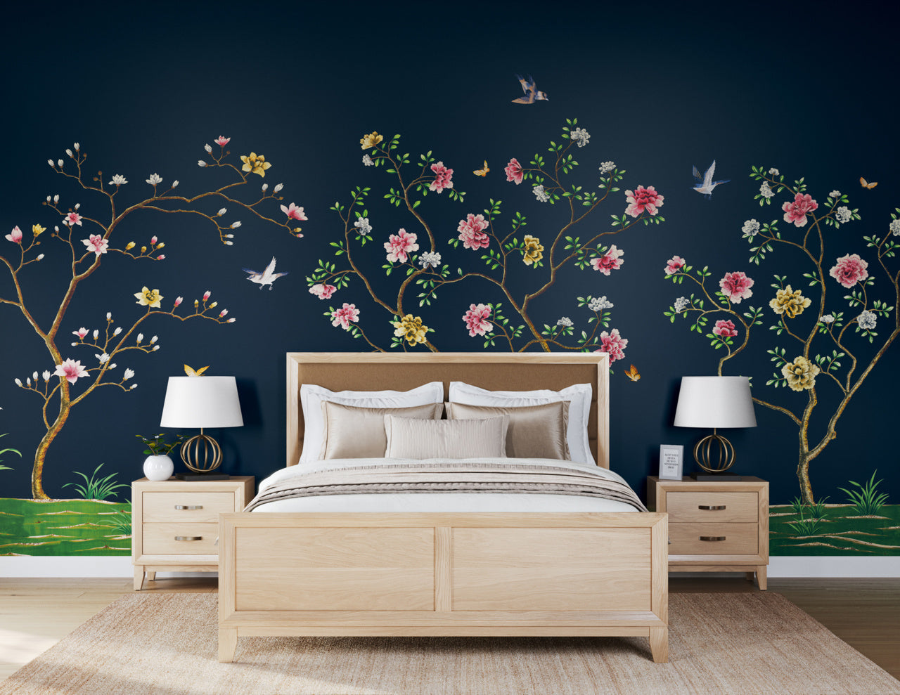 ETERNAL-SPRING-NAVY-ON-VINYL-CANVAS-PHILLIP-JEFFRIES-10227 - Phillip Jeffries Wallpaper Wallcovering