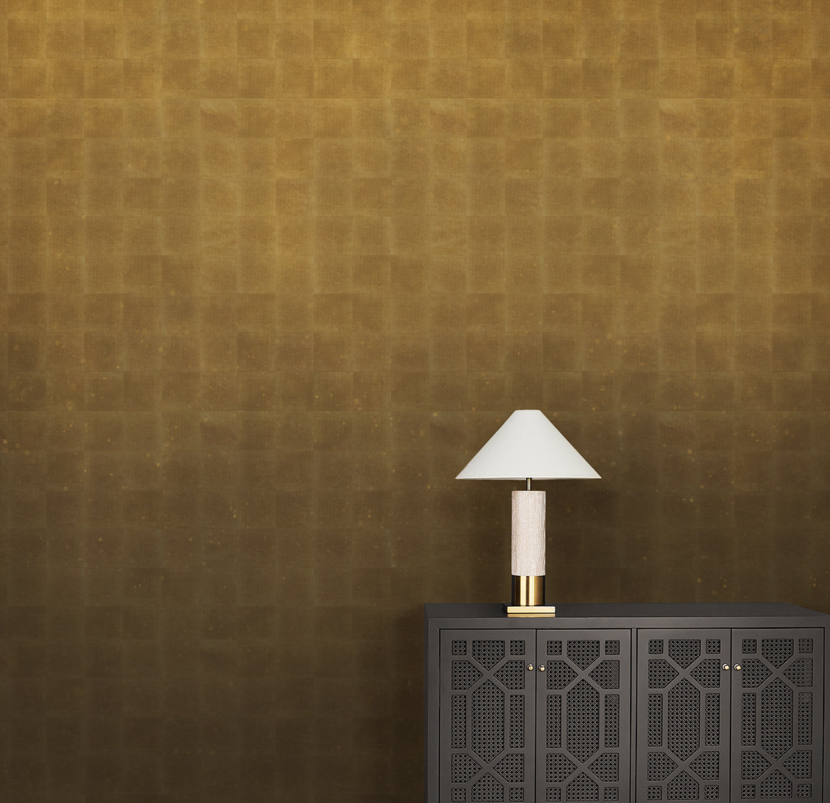 BUBBLES-BLACK-ON-GILDED-METALLIC-LEAF-PHILLIP-JEFFRIES-27712 - Phillip Jeffries Wallpaper Wallcovering