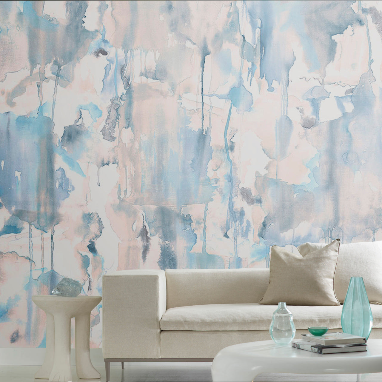 BLUR-POWDER-BLUE-ON-MANILA-HEMP-PHILLIP-JEFFRIES-7802 - Phillip Jeffries Wallpaper Wallcovering