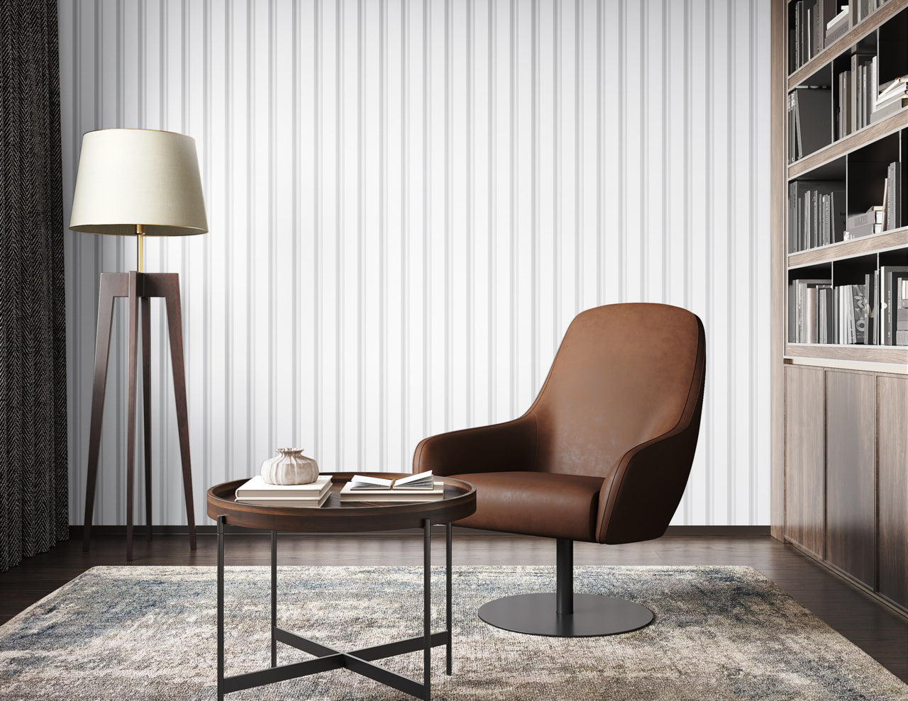 PRAIRIE-STRIPE-GREY-AND-WHITE-ON-VINYL-ABACA-PHILLIP-JEFFRIES-10732 - Phillip Jeffries Wallpaper Wallcovering