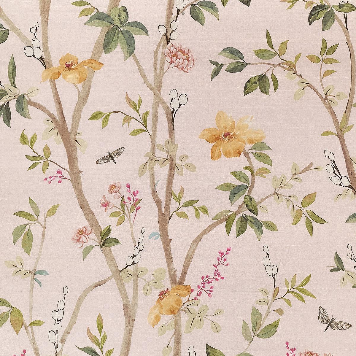 JASMINE-BLUSHING-VINE-ON-STAR-DUST-SILK-PHILLIP-JEFFRIES-35402 - Phillip Jeffries Wallpaper Papel pintado