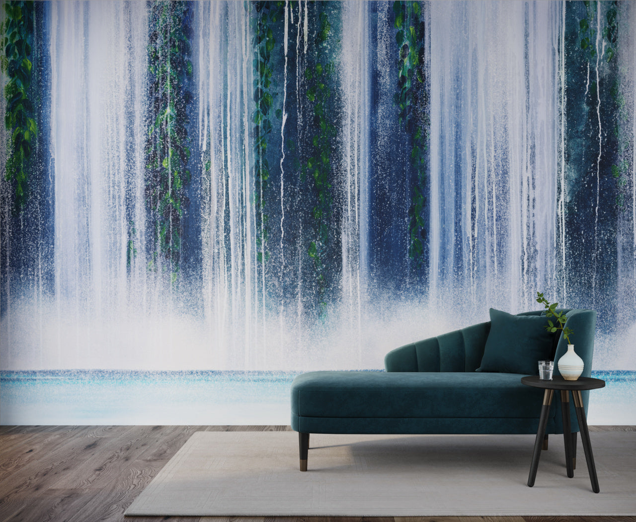 WATERFALL-LUSH-JUNGLE-ON-GLAM-GRASS-PHILLIP-JEFFRIES-8897 - Phillip Jeffries Wallpaper Wallcovering