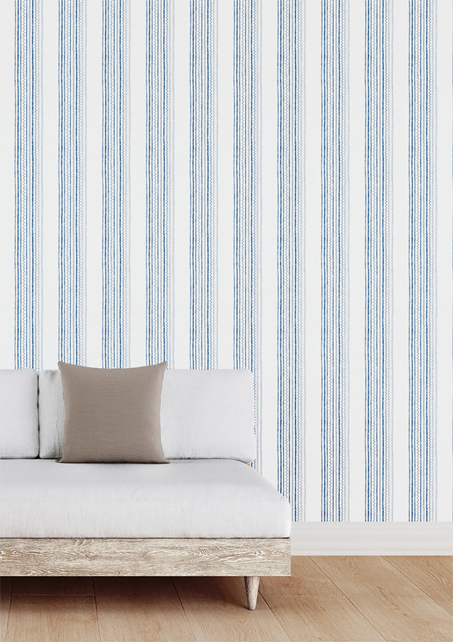 MARITIME-STRIPE-COBALT-CREW-ON-CANVAS-LINEN-PHILLIP-JEFFRIES-10006 - Phillip Jeffries Wallpaper Wallcovering