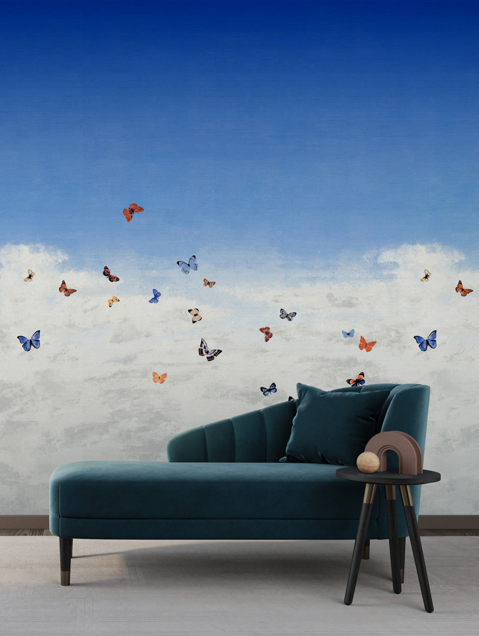 BUTTERFLY-SKY-BLUE-MORPHO-ON-STAR-DUST-SILK-PHILLIP-JEFFRIES-9669 - Phillip Jeffries Wallpaper Wallcovering