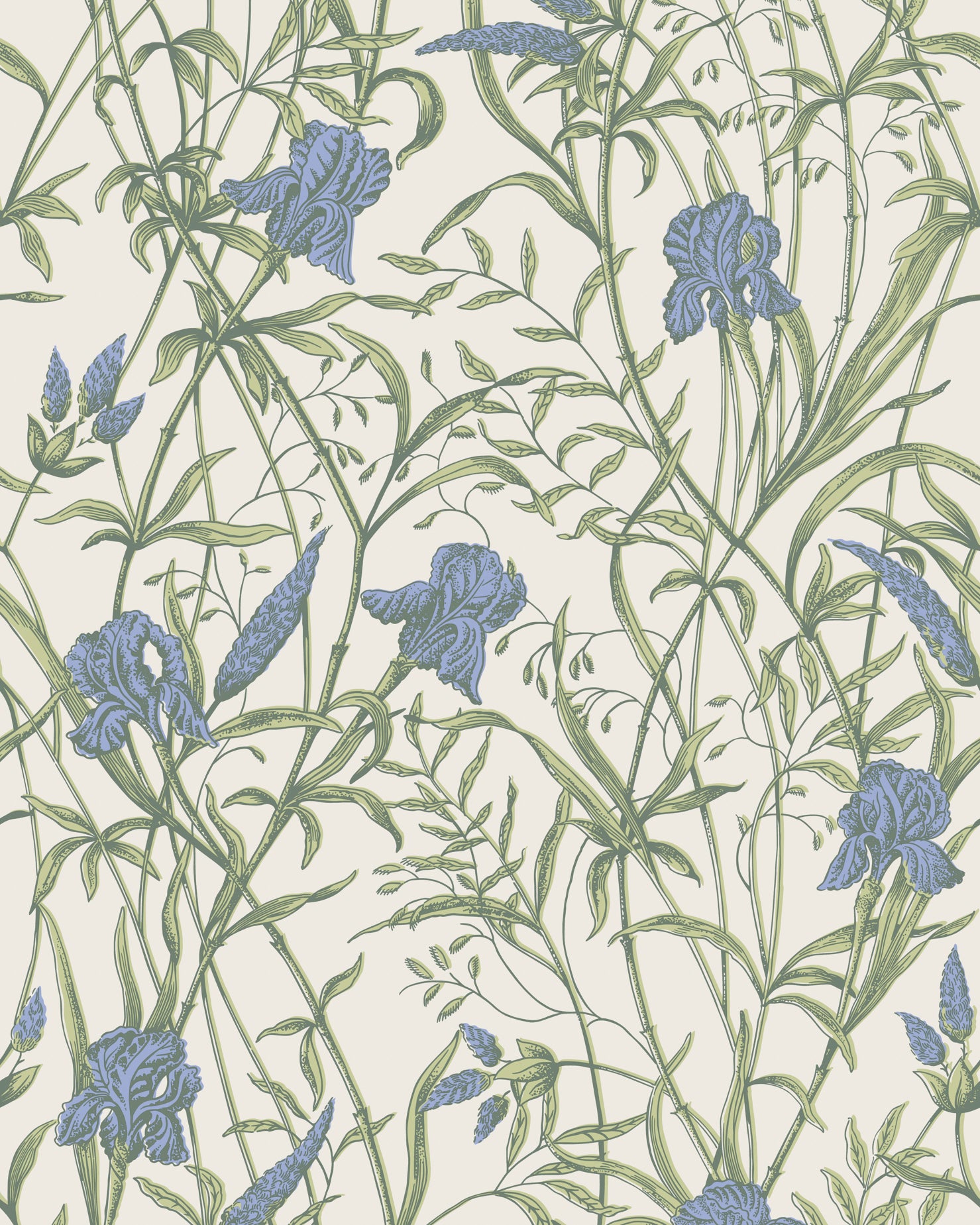 Iris - Iris Blue On Stone - Cole & Son Wallpaper