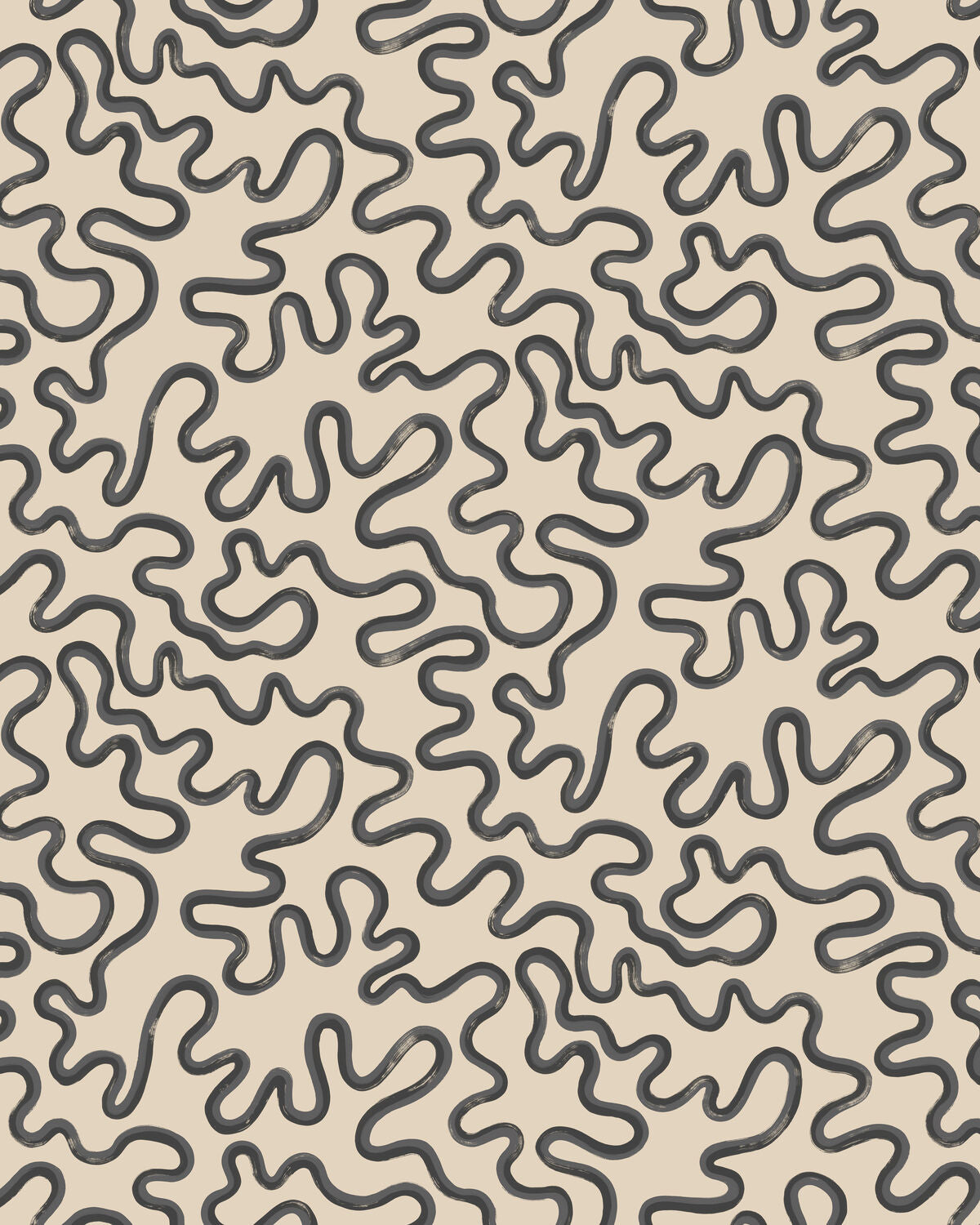 Rainforest Squiggle - Charcoal - Cole & Son Wallpaper