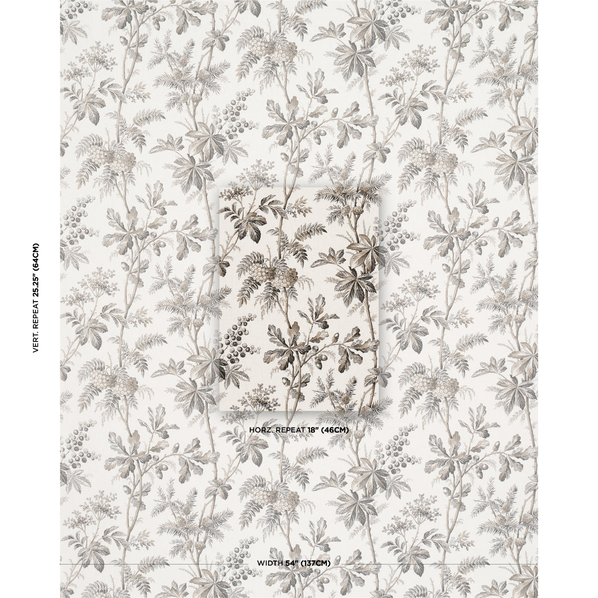 BRANTWOOD-VINE-GRAPHITE-SCHUMACHER-174115 - Schumacher Tela