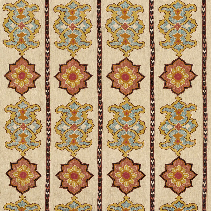 Temara Hand Embroidered Print - Spice - Schumacher 175181 Fabric - Schumacher Fabric