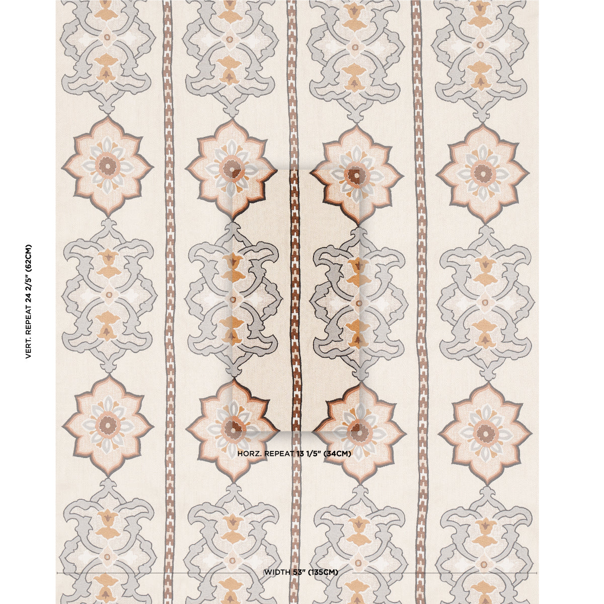 TEMARA-HAND-EMBROIDERED-PRINT-NATURAL-SCHUMACHER-175182 - Schumacher Fabric