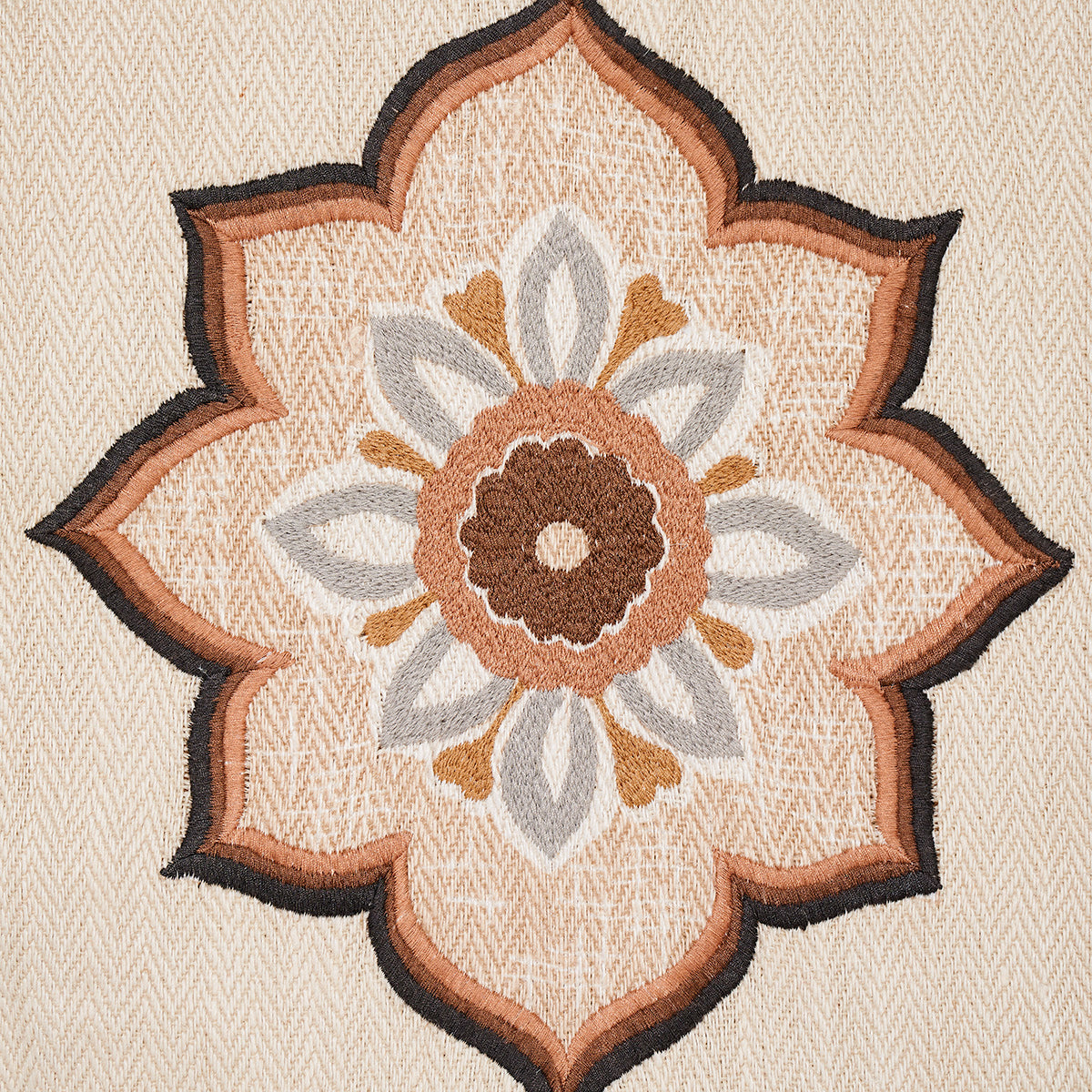 TEMARA-HAND-EMBROIDERED-PRINT-NATURAL-SCHUMACHER-175182 - Schumacher Fabric
