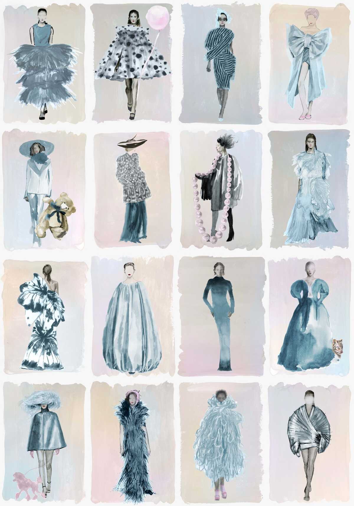 Couture Carousel - Blue P - COLE & SON Wallpaper