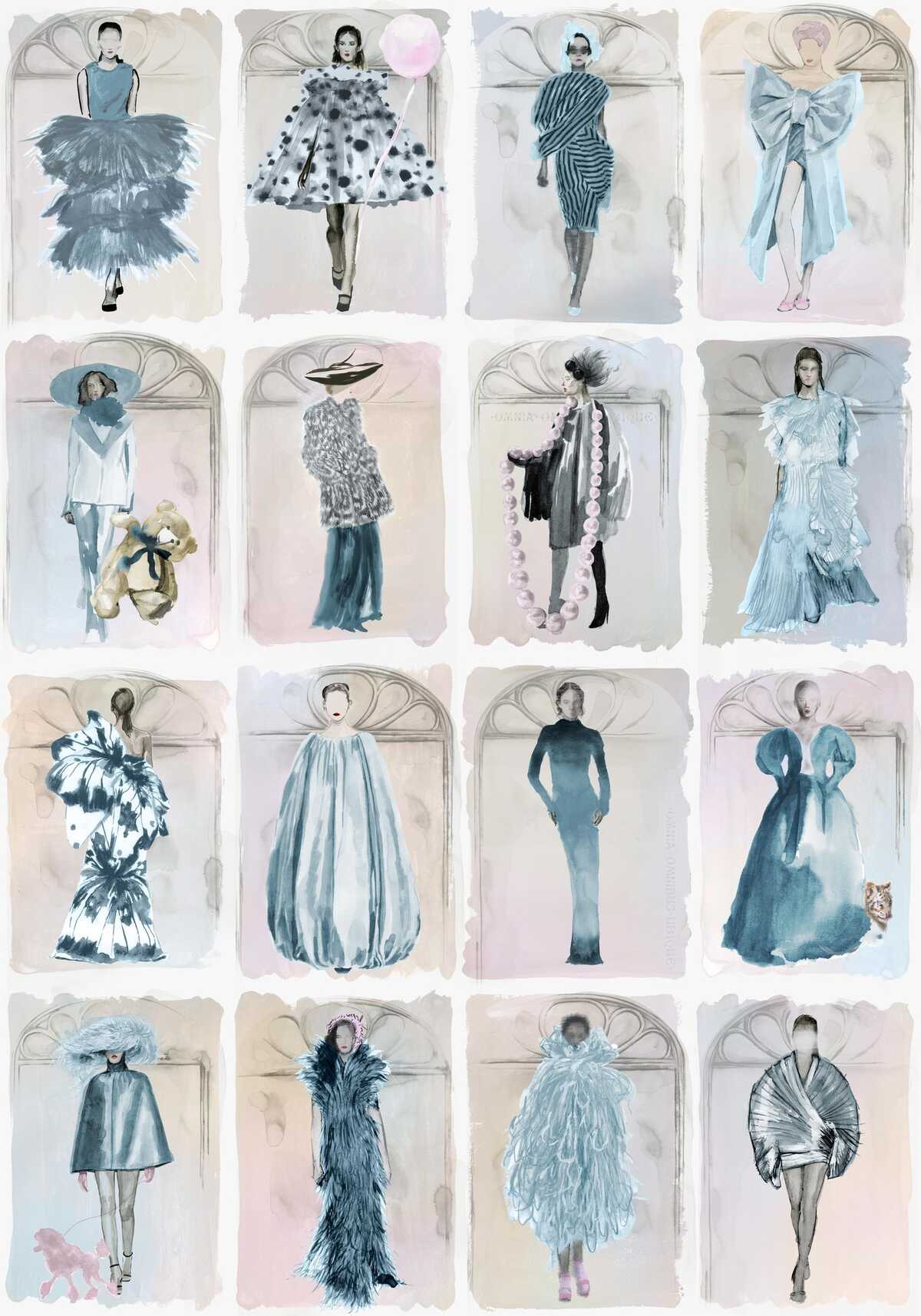 Couture Carousel W - Blue P - COLE & SON Wallpaper
