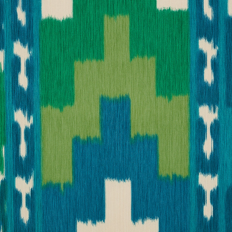 Samarkand Ikat Ii - Emerald - Schumacher 176064 Fabric - Schumacher Fabric