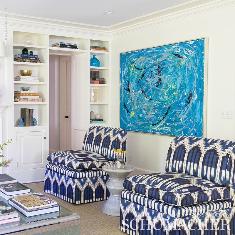 BUKHARA-IKAT-INDIGO-SCHUMACHER-176084 - Schumacher Fabric