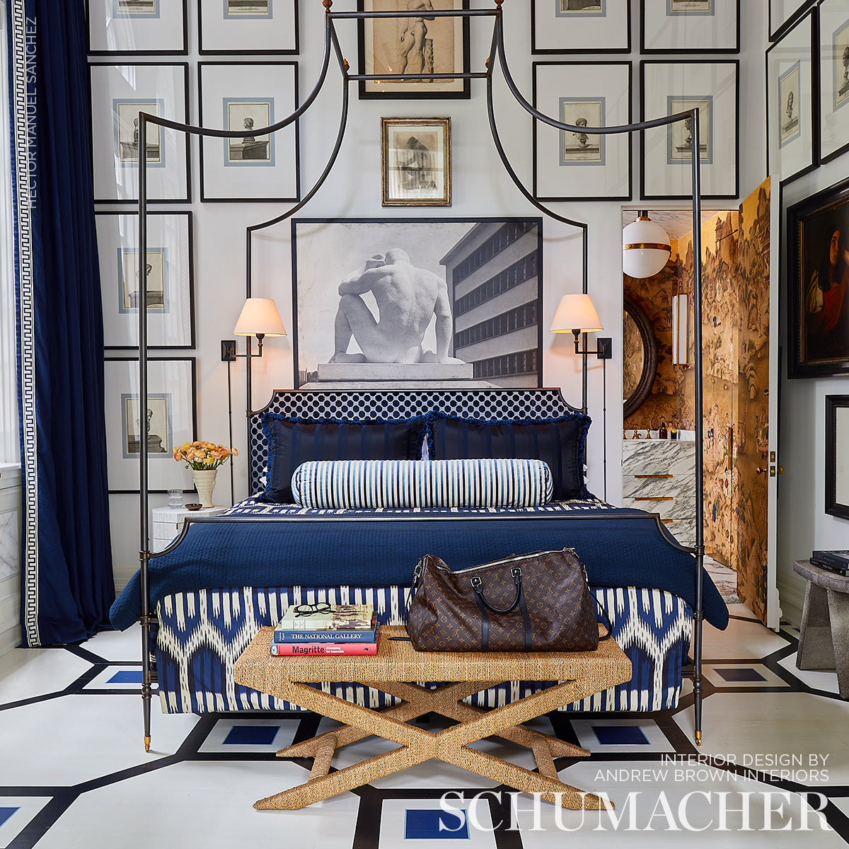 BUKHARA-IKAT-INDIGO-SCHUMACHER-176084 - Schumacher Fabric
