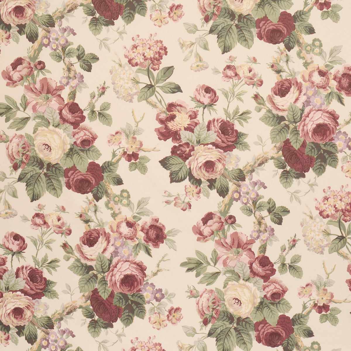 Nancy Floral - Bordeaux - Schumacher 177205 Fabric - Schumacher Fabric