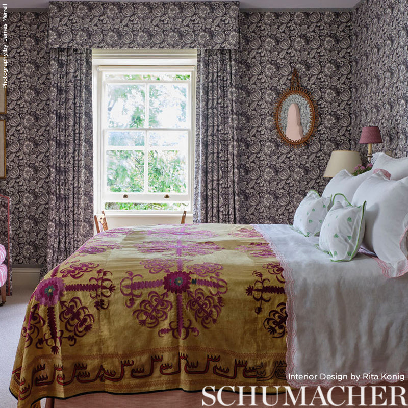 POMEGRANATE-PRINT-CHARCOAL-SCHUMACHER-177691 - Schumacher Fabric