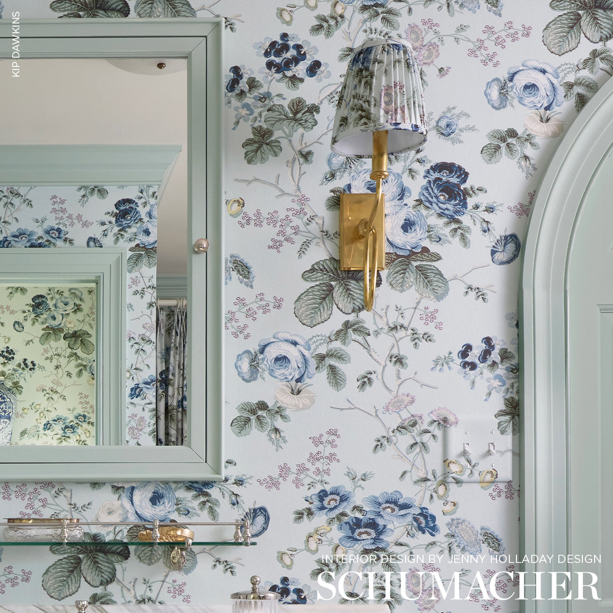 SALISBURY-CHINTZ-CELADON-SCHUMACHER-178150 - Schumacher Fabric