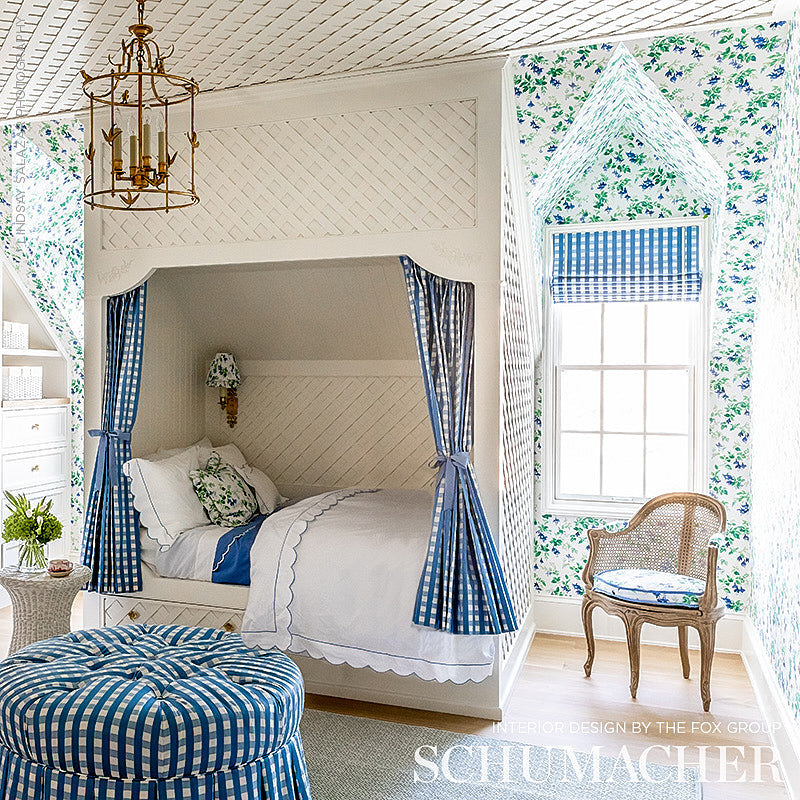 Garden Gate Chintz - Cobalt - Schumacher 178680 Fabric - Schumacher Fabric