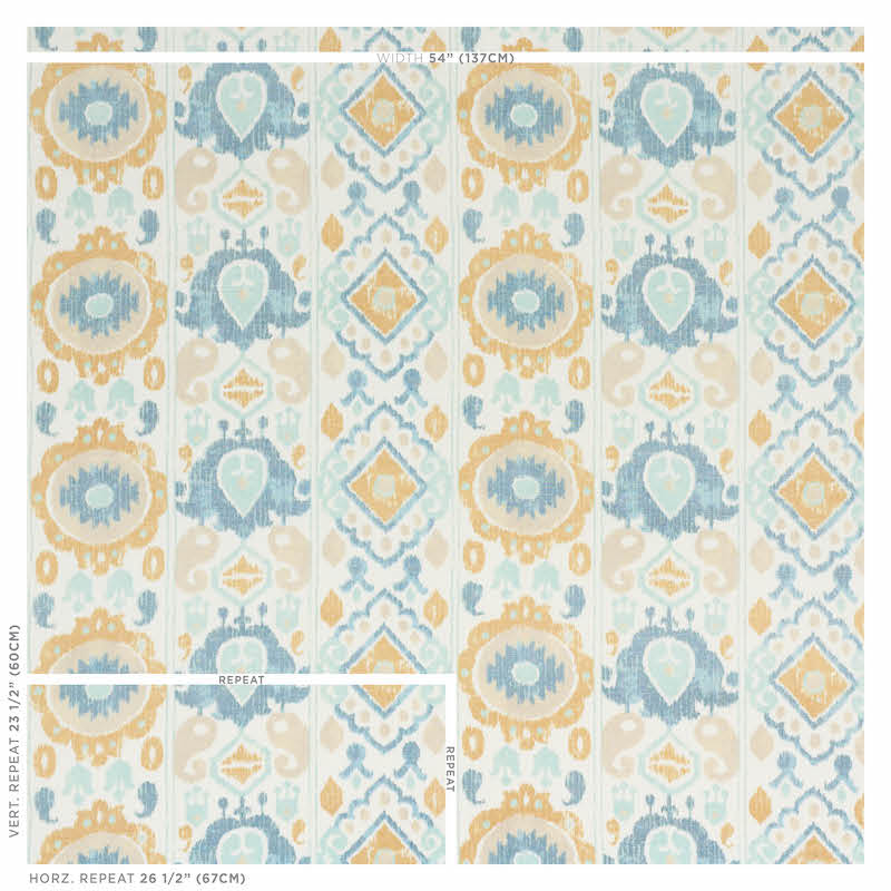 ELIZIA-IKAT-SKY-OCHRE-SCHUMACHER-179050 - Schumacher Tela