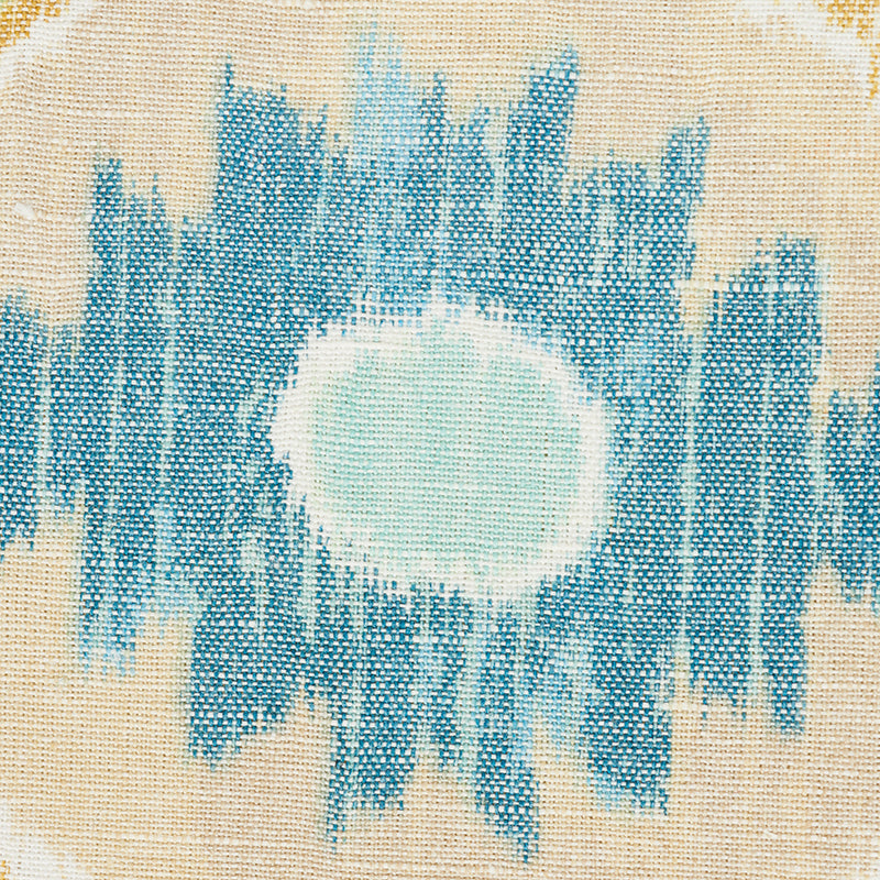 Elizia Ikat - Sky & Ochre - Schumacher 179050 Fabric - Schumacher Fabric