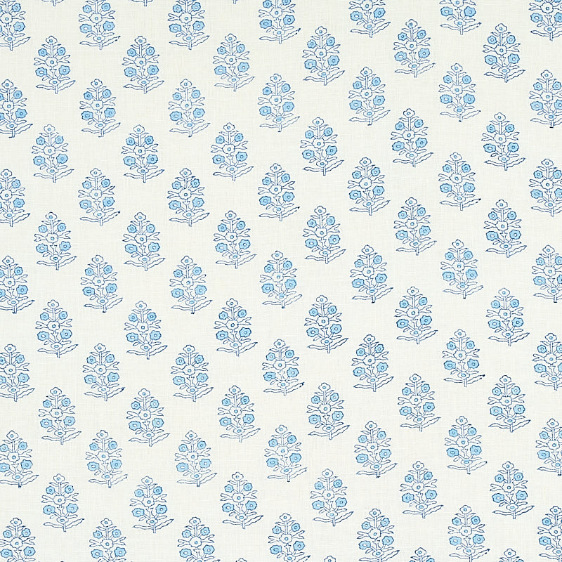 ADITI-HAND-BLOCKED-PRINT-BLUE-SCHUMACHER-179360 - Schumacher Tela