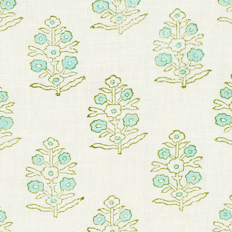 ADITI-HAND-BLOCKED-PRINT-GREEN-SCHUMACHER-179361 - Schumacher Tela
