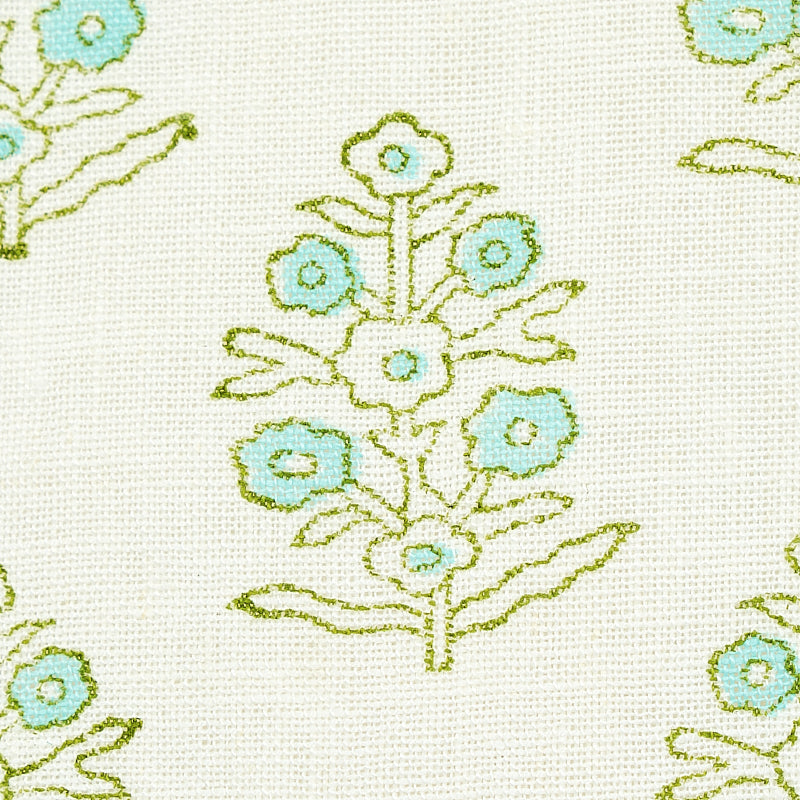 ADITI-HAND-BLOCKED-PRINT-GREEN-SCHUMACHER-179361 - Schumacher Tela