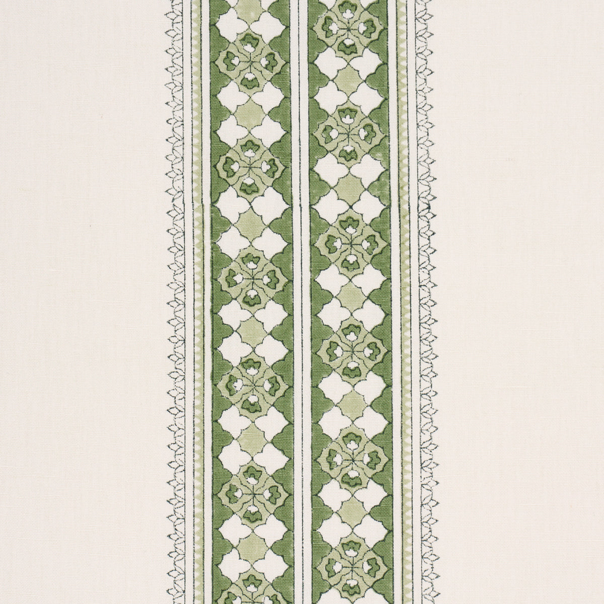 Amira Hand-Block Print - Green - Schumacher 179373 Fabric - Schumacher Fabric