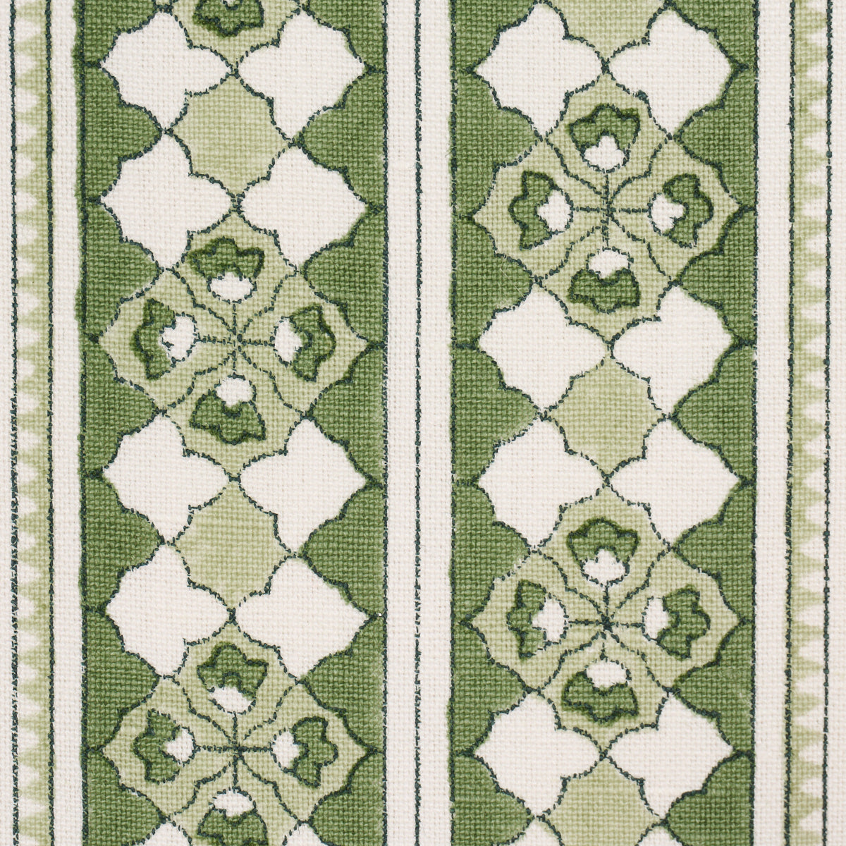 Amira Hand-Block Print - Green - Schumacher 179373 Fabric - Schumacher Fabric