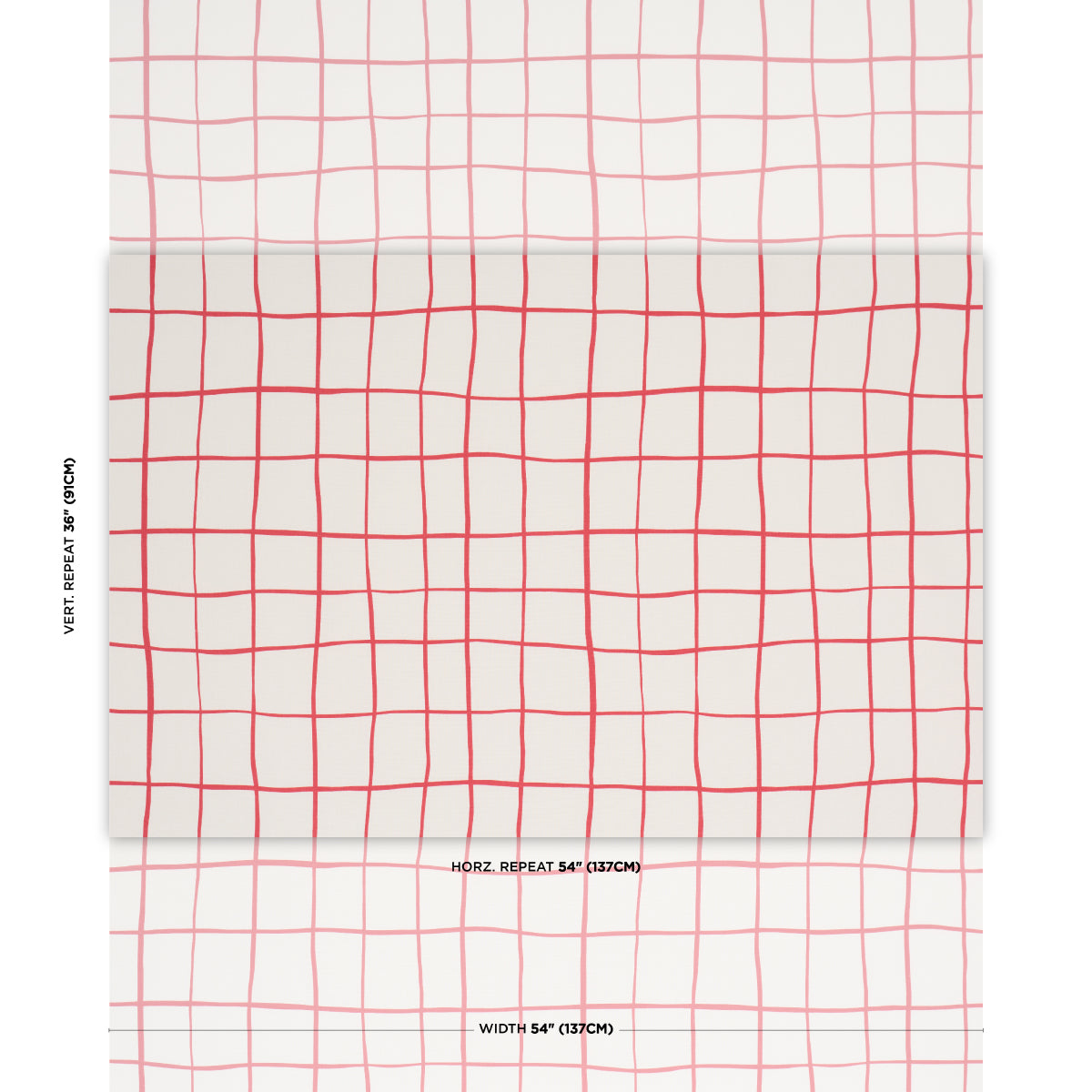 Painterly Windowpane - Red - Schumacher 180293 Fabric - Schumacher Fabric